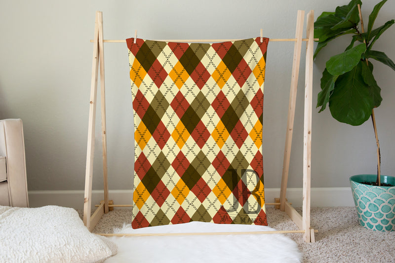 Autumn Argyle Plush Blanket