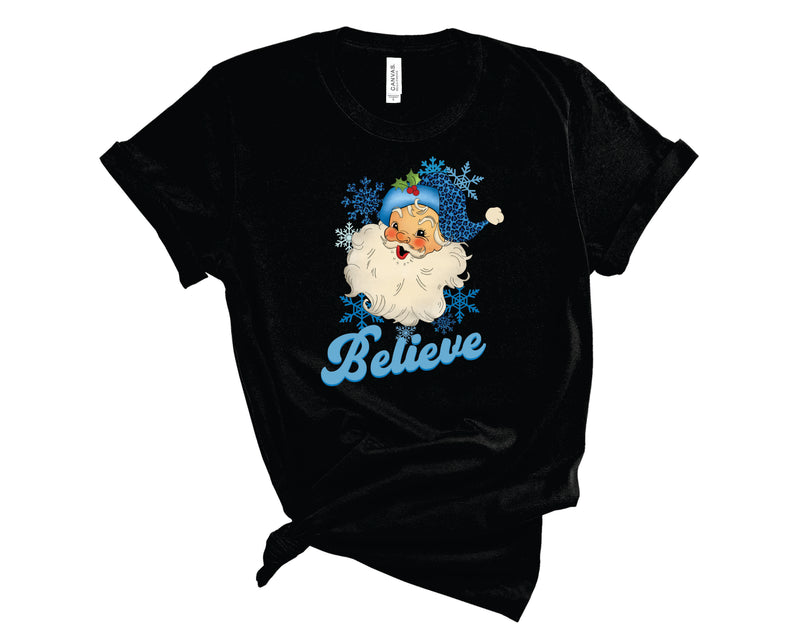 Believe Blue Leopard Santa - Transfer