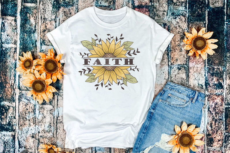 Faith- Sunflowers Retro- Transfer