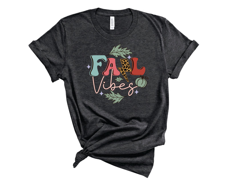 Fall Vibes Retro Autumn Pumpkin Leopard - Graphic Tee