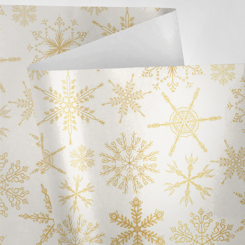 White and Gold Snowflakes Wrapping Paper