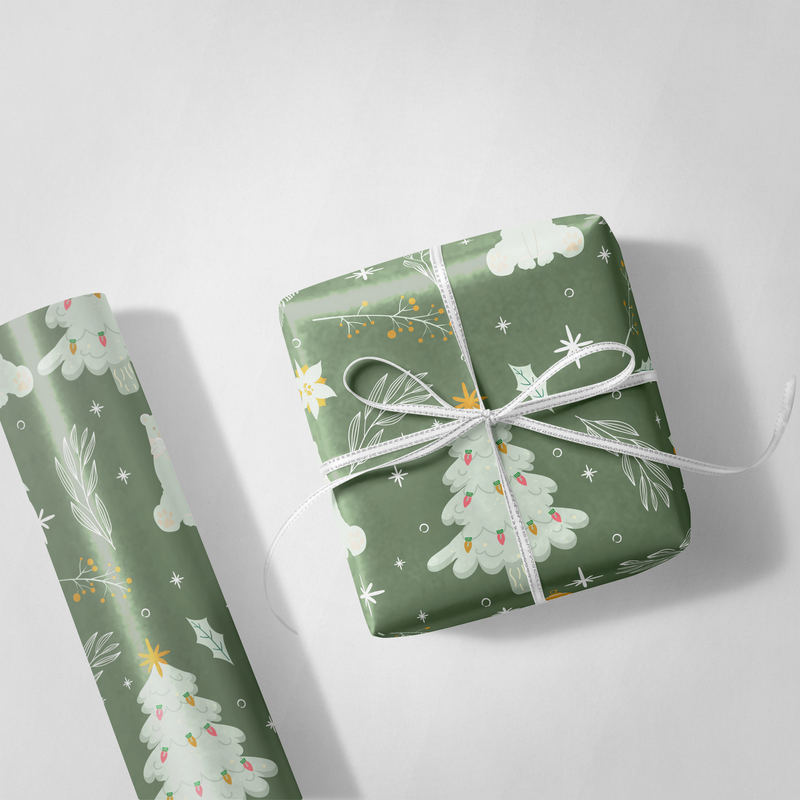 Mint and Green Christmas Wrapping Paper