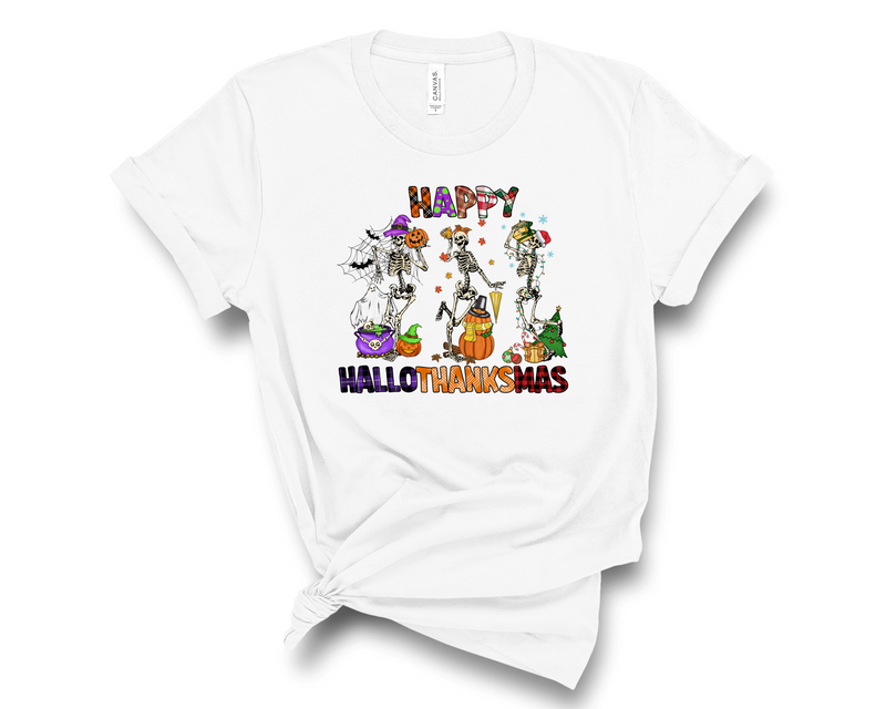 Happy Hallothanksmas Skeletons- Graphic Tee