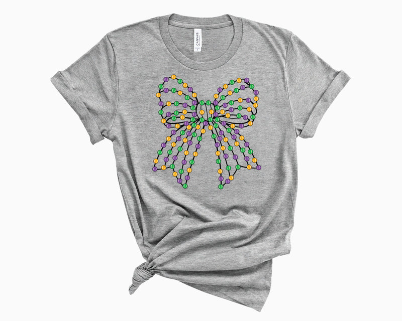 Mardi Gras Bead Coquette Bow - Transfer