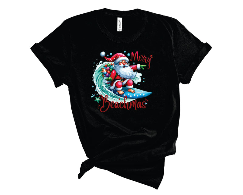 Merry Beachmas Santa Surfing - Graphic Tee