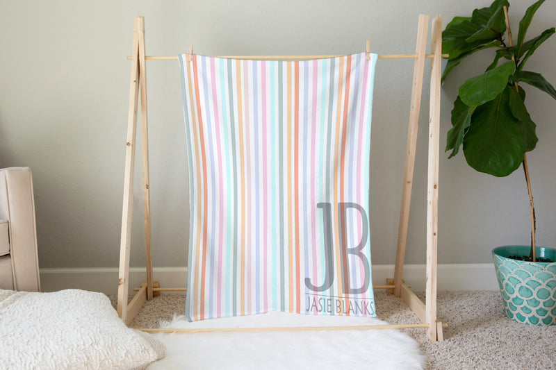 Easter Thin Vertical Lines Plush Blanket