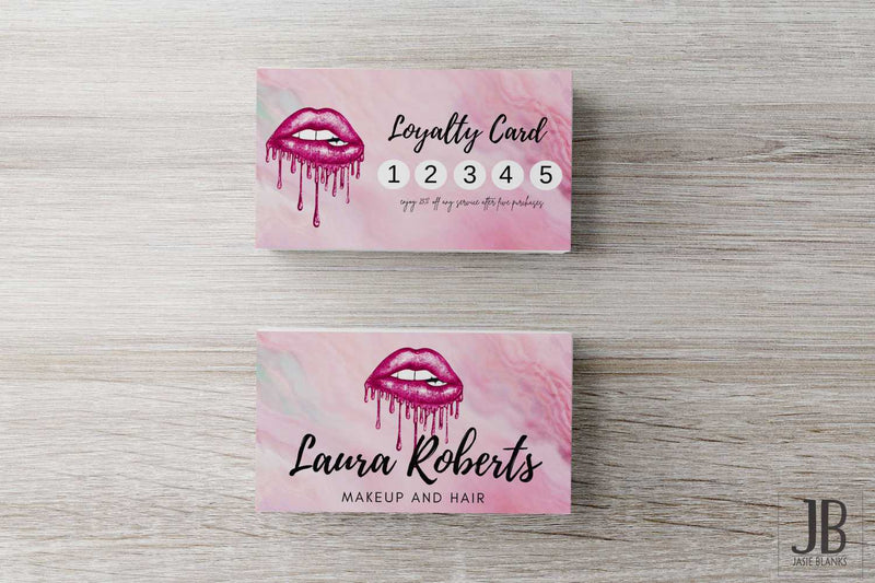 Pink Lips Watercolor Loyalty Card