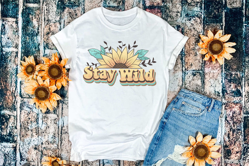 Stay Wild- Sunflowers Retro- Transfer