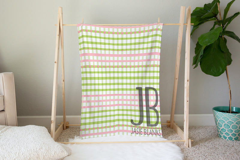 Watermelon Gingham Plush Blanket