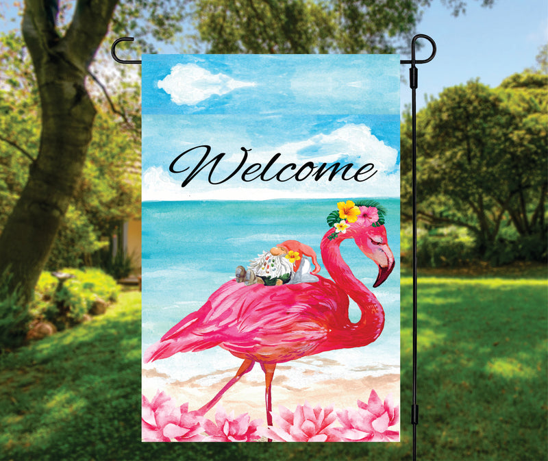 Welcome Flamingo Garden Flag