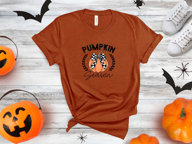 Pumpkin Season-Pumpkin With Plaid Bow- Transfer