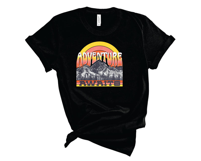 Adventure Awaits Mountains Orange  - Transfer