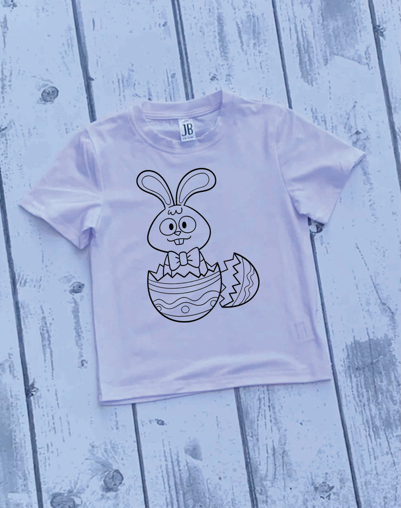 Color Your Own Shirt--Boy Bunny in Egg