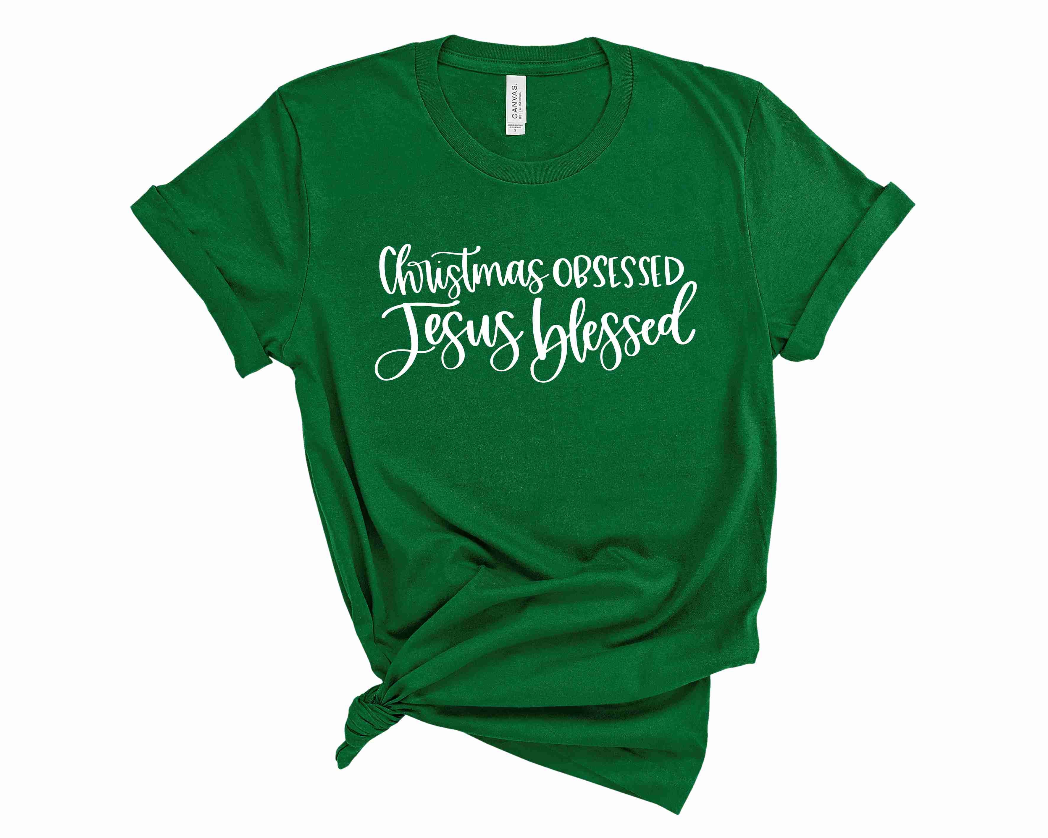 Christmas Obsessed Jesus Blessed Graphic Tee 8451