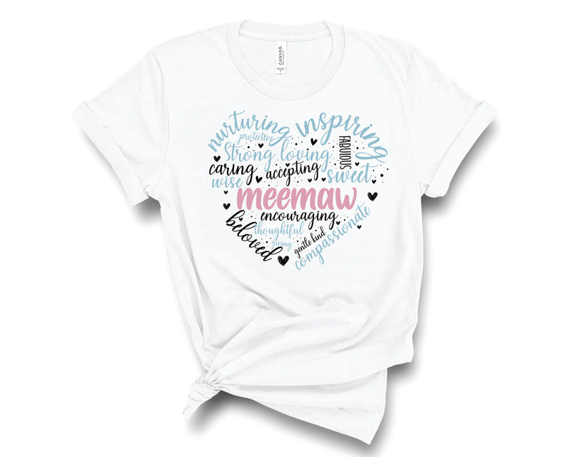 Doodle Heart Meemaw - Graphic Tee