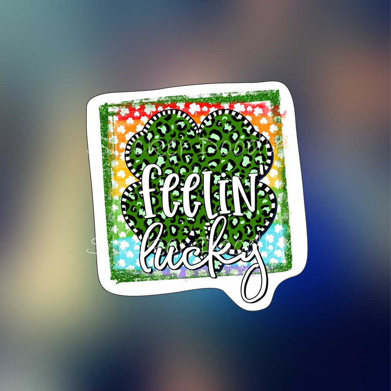 Feelin' lucky with rainbow clovers - Sticker