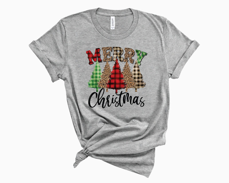 Merry Christmas Trees Mixed Plaid- Transfer