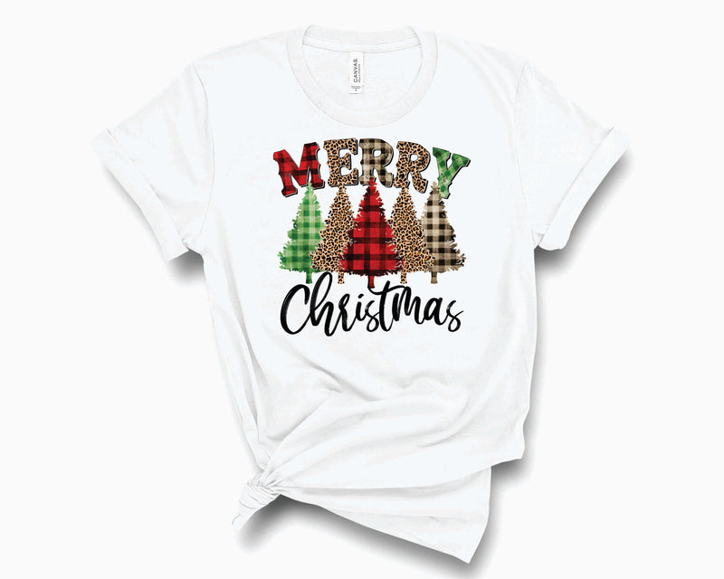 Merry Christmas Trees Mixed Plaid- Transfer