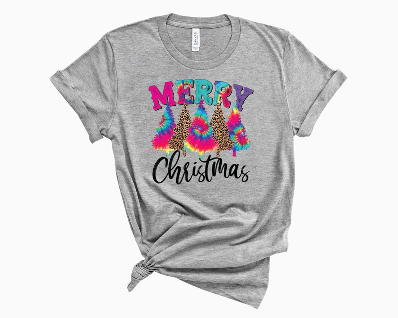 Merry Christmas Trees Rainbow Tie Dye- Transfer