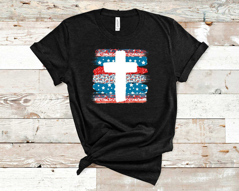 Patriotic Leopard Cross - Transfer