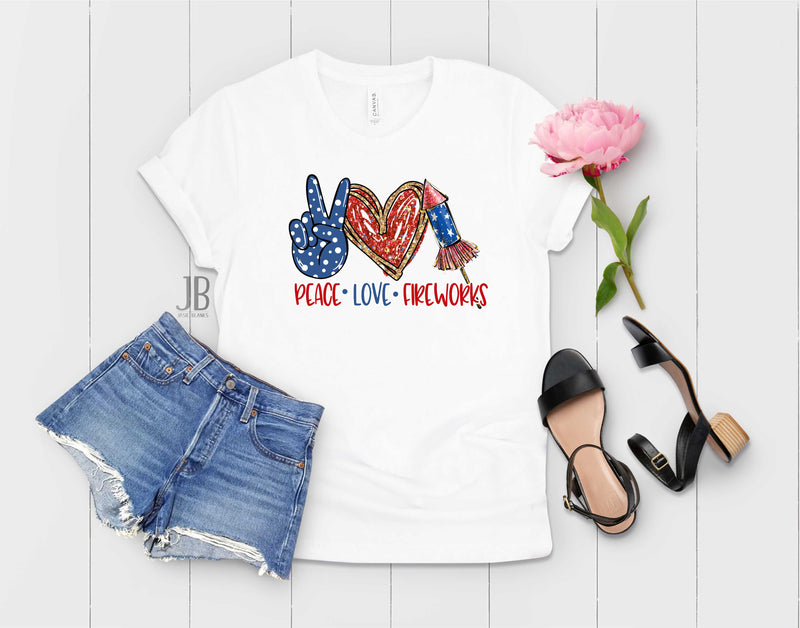 Peace Love Fireworks - Graphic Tee