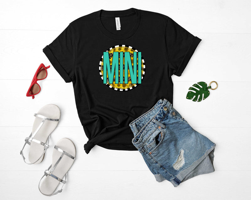 Turquoise MINI With Sunflower- Graphic Tee