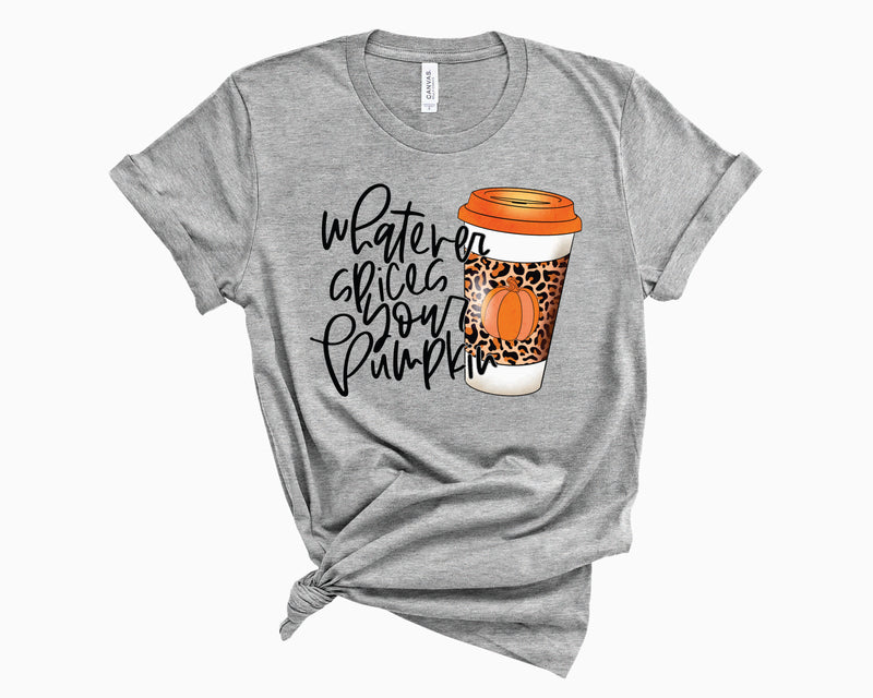 Whatever Spices Your Pumpkin Leopard- Graphic Tee