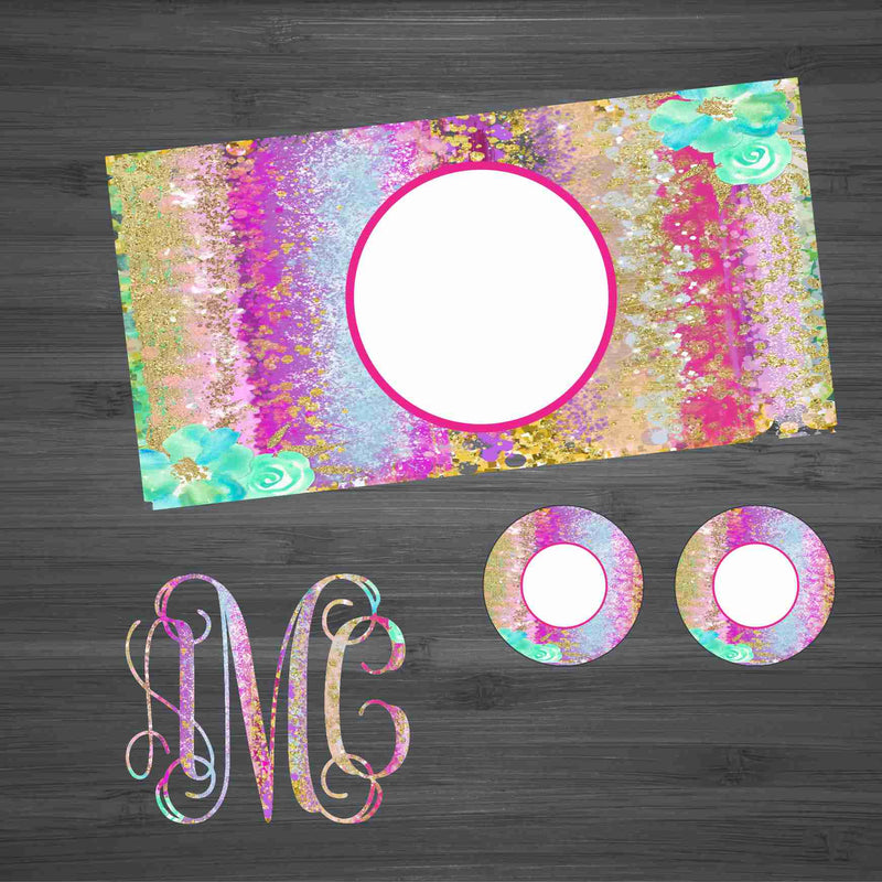 Floral Glitter Paint Strokes 4 Car Kit