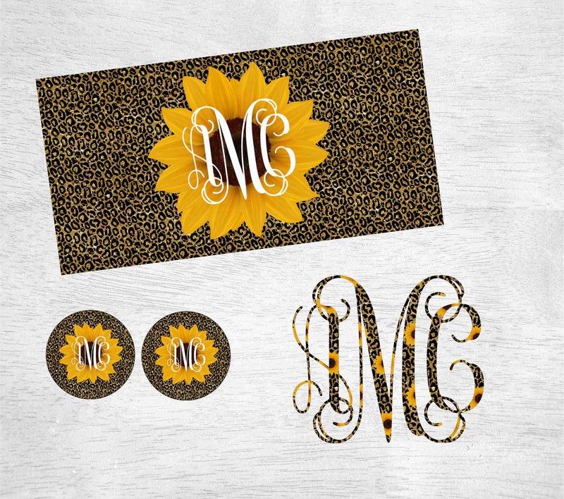 Glitter Leopard Sunflower Car Kit