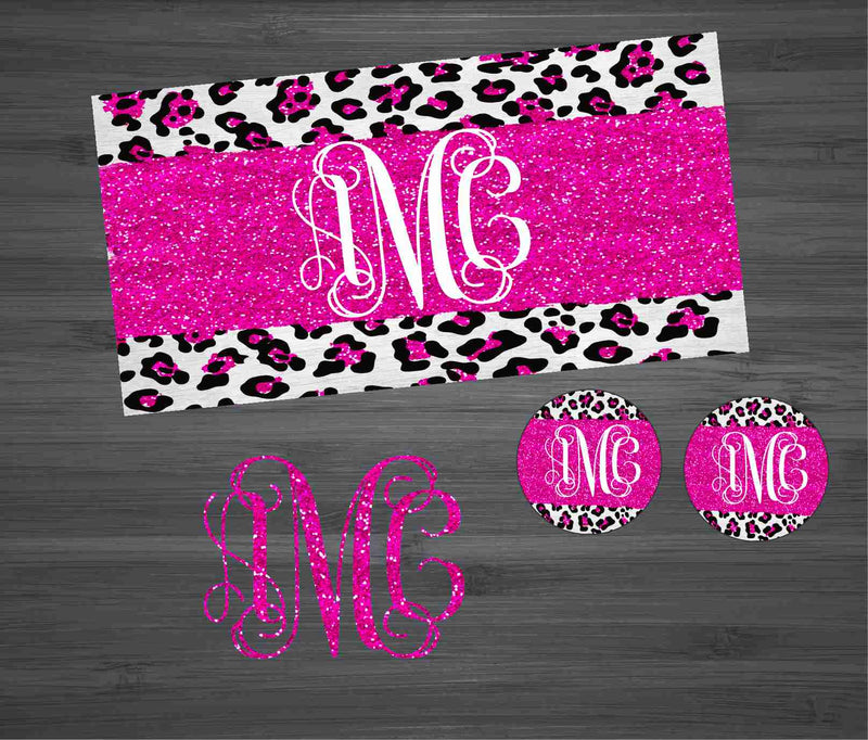 Pink Glitter Leopard Car Kit